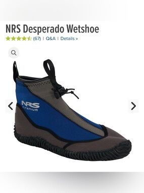 NRS Desperado Kayak Wetshoe in Blue and Gray Men’s Size 10